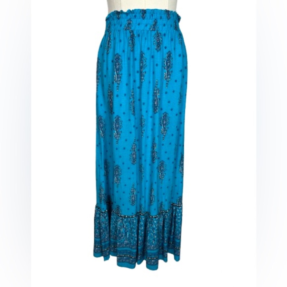 LOFT Teal Blue Paisley Printed Maxi Skirt